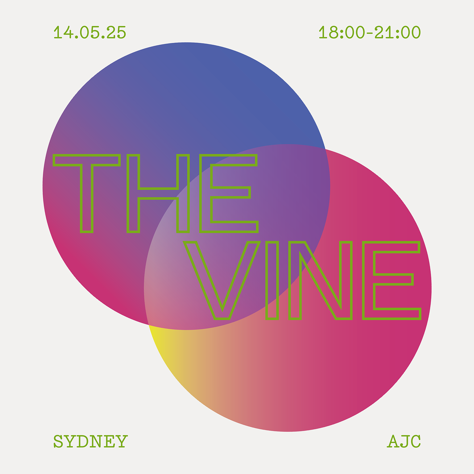 Vine logo noting time date and location of event