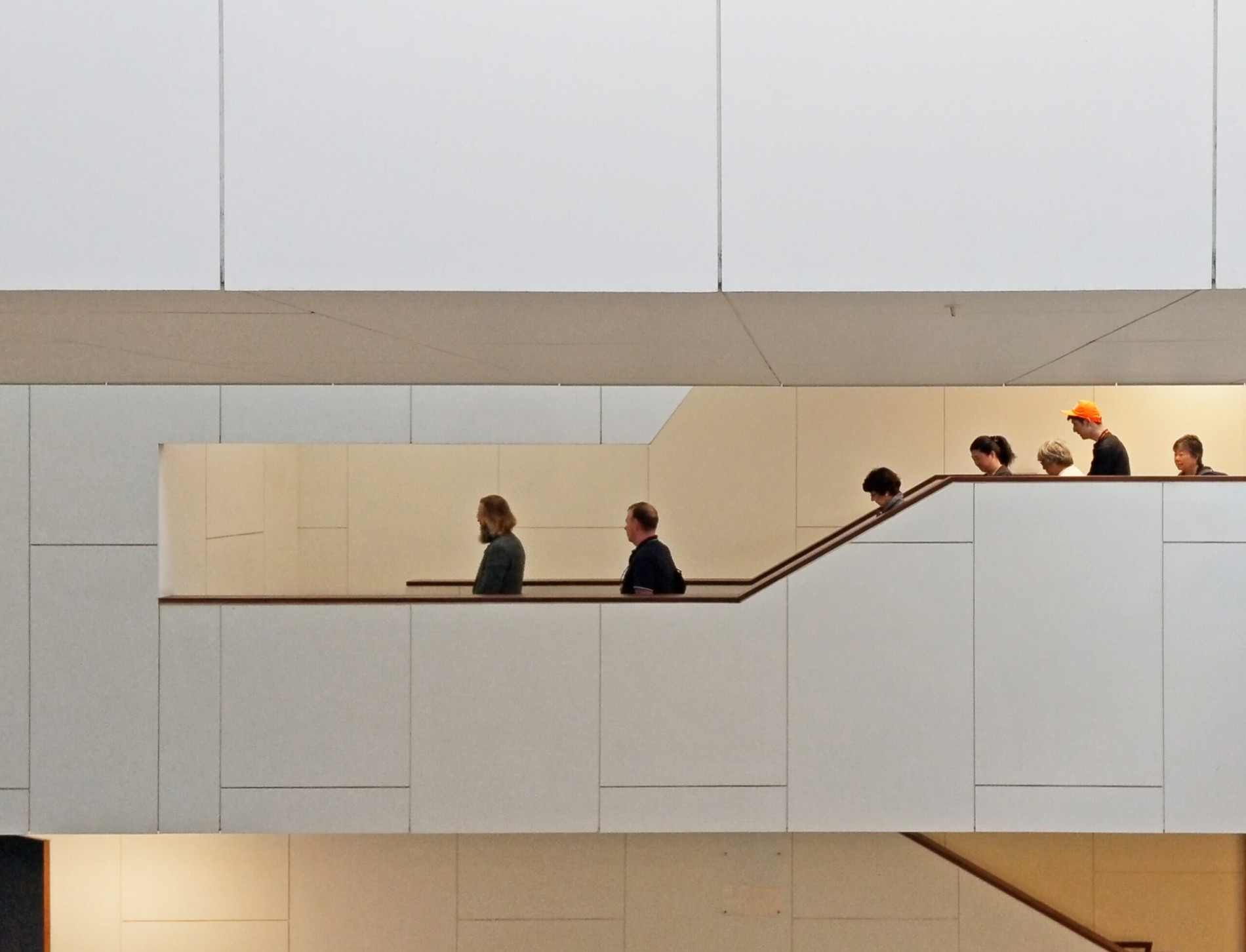 People walking in state library in Queensland Brisbane