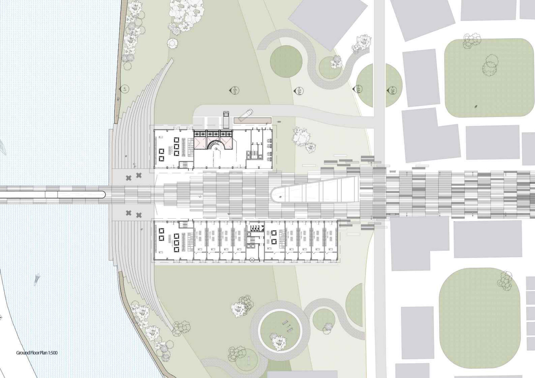 architecture portfolio floor plan example at 1:500 scale showing technical drawing skills