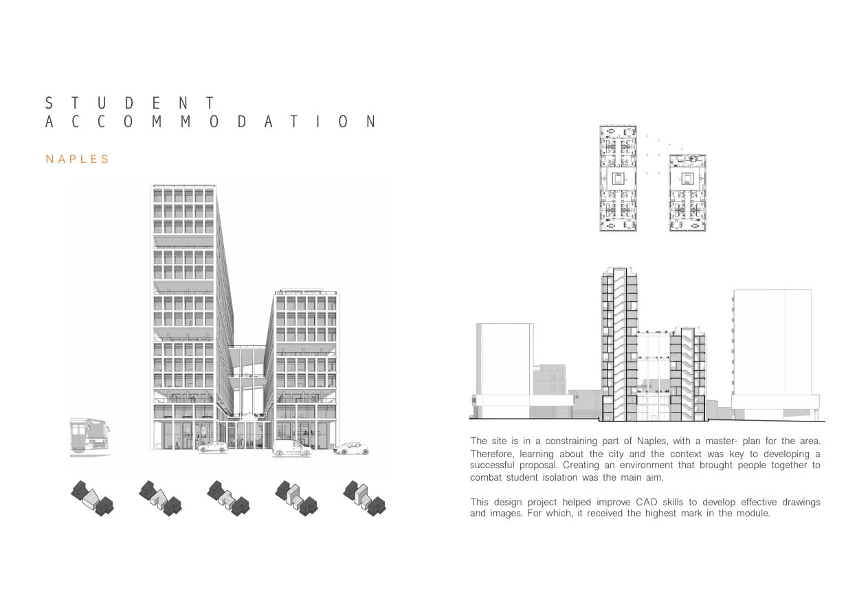 architecture portfolio project page with ambiguous labelling between student and professional work