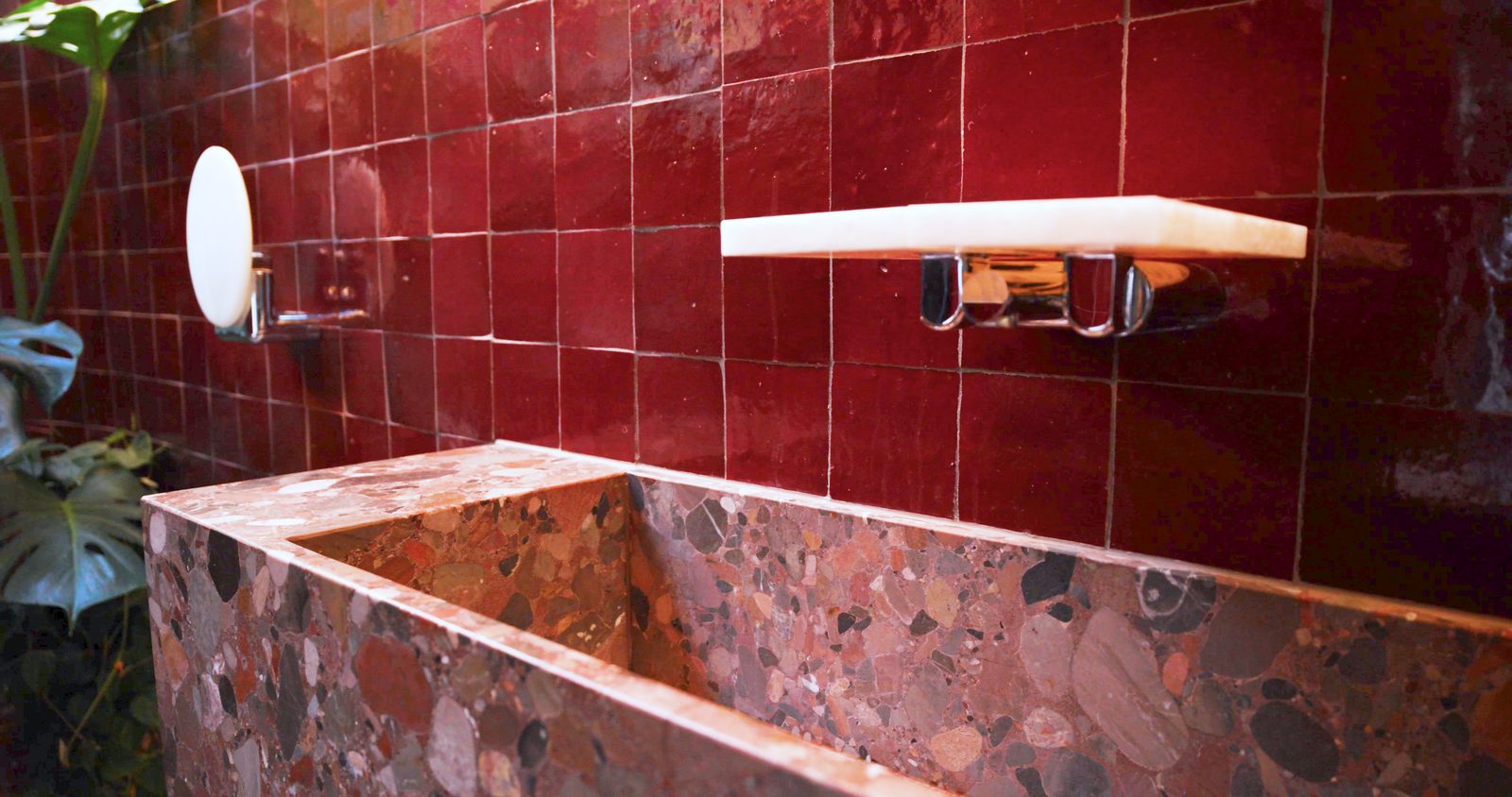 The red marble basin