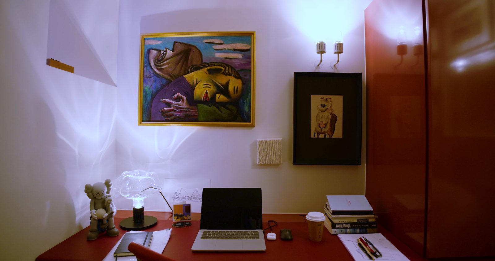The study desk and artwork