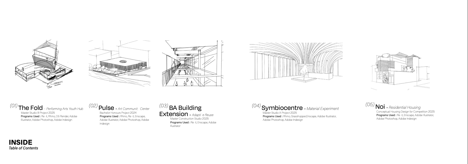 architecture portfolio contents page example