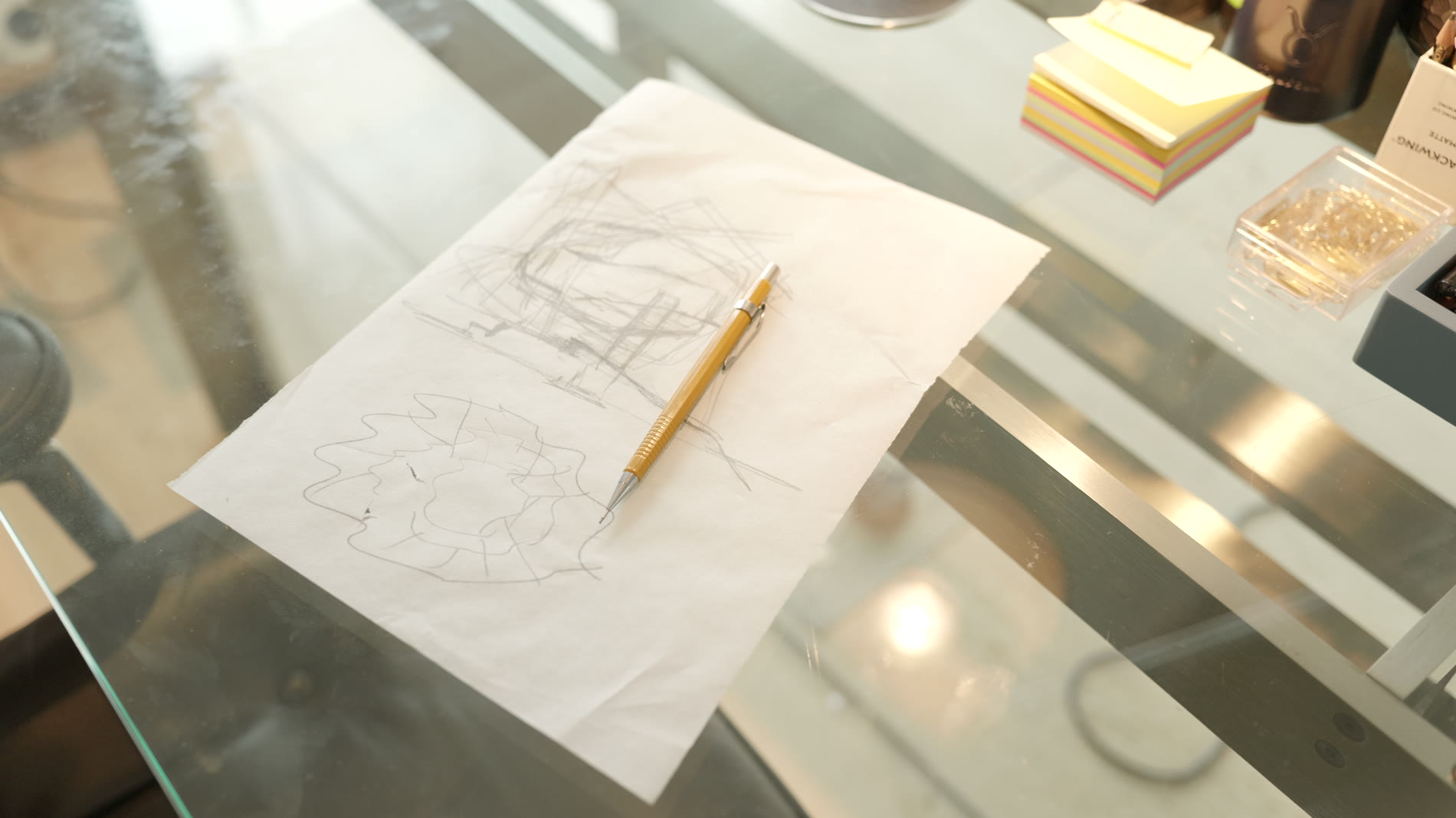 A sketch on the studio desk