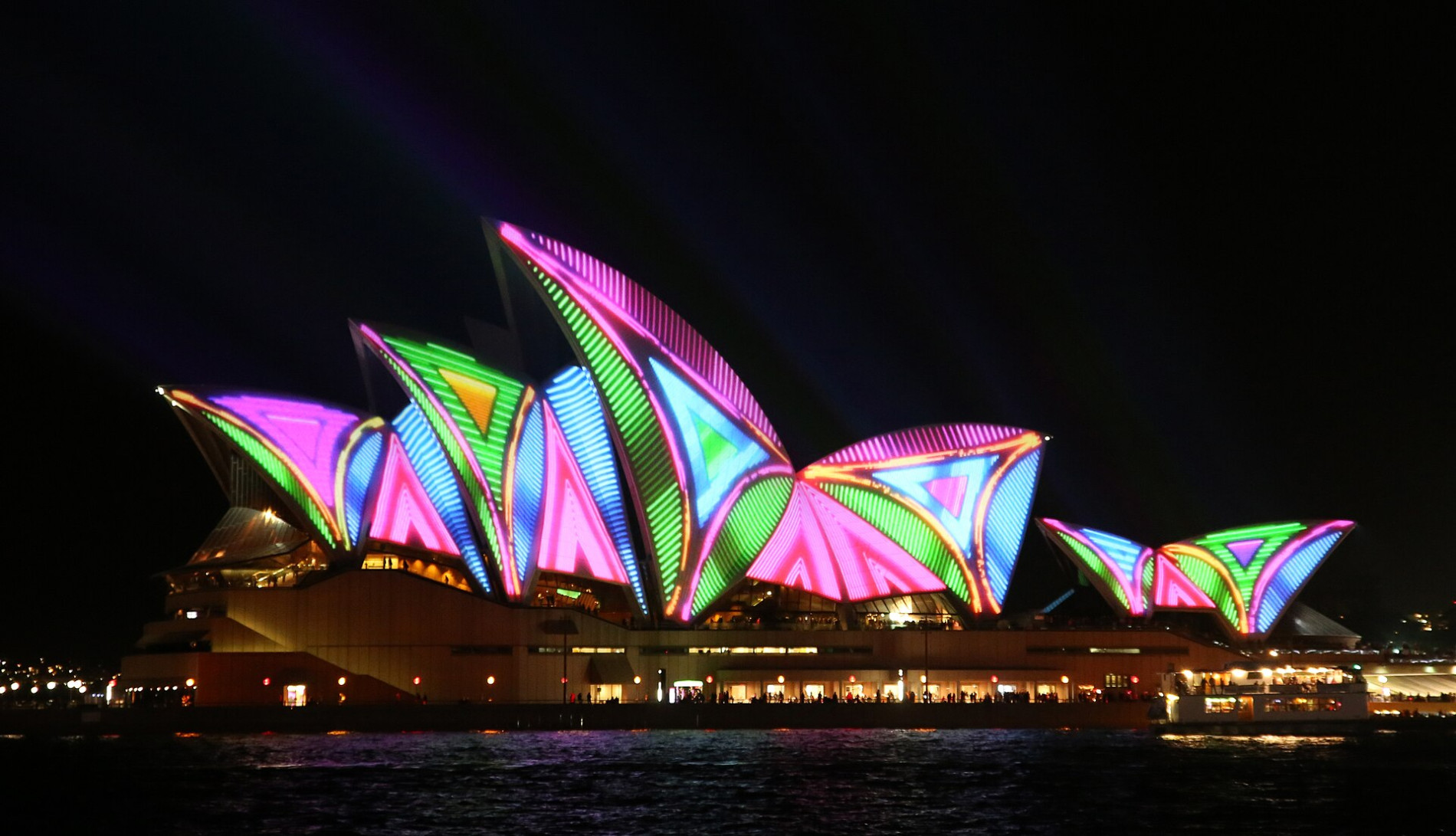Sydney Opera House sails lit during Vivid Sydney