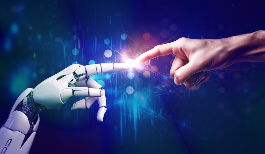 Human and robot touching